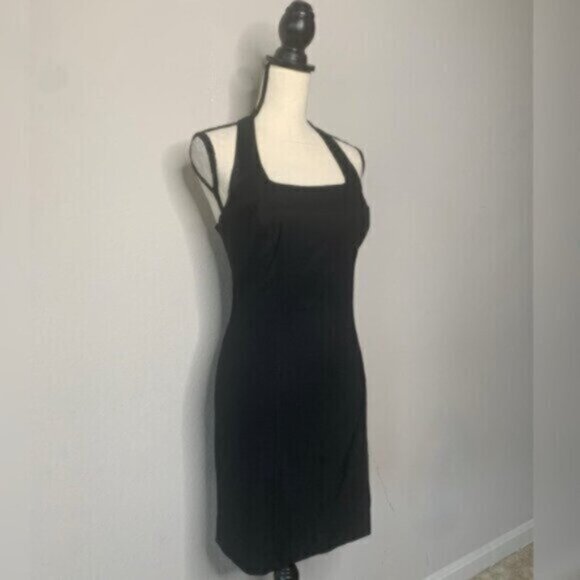 Cache Vintage Black Halter Neck Open Back Mini Dress - Picture 3 of 13
